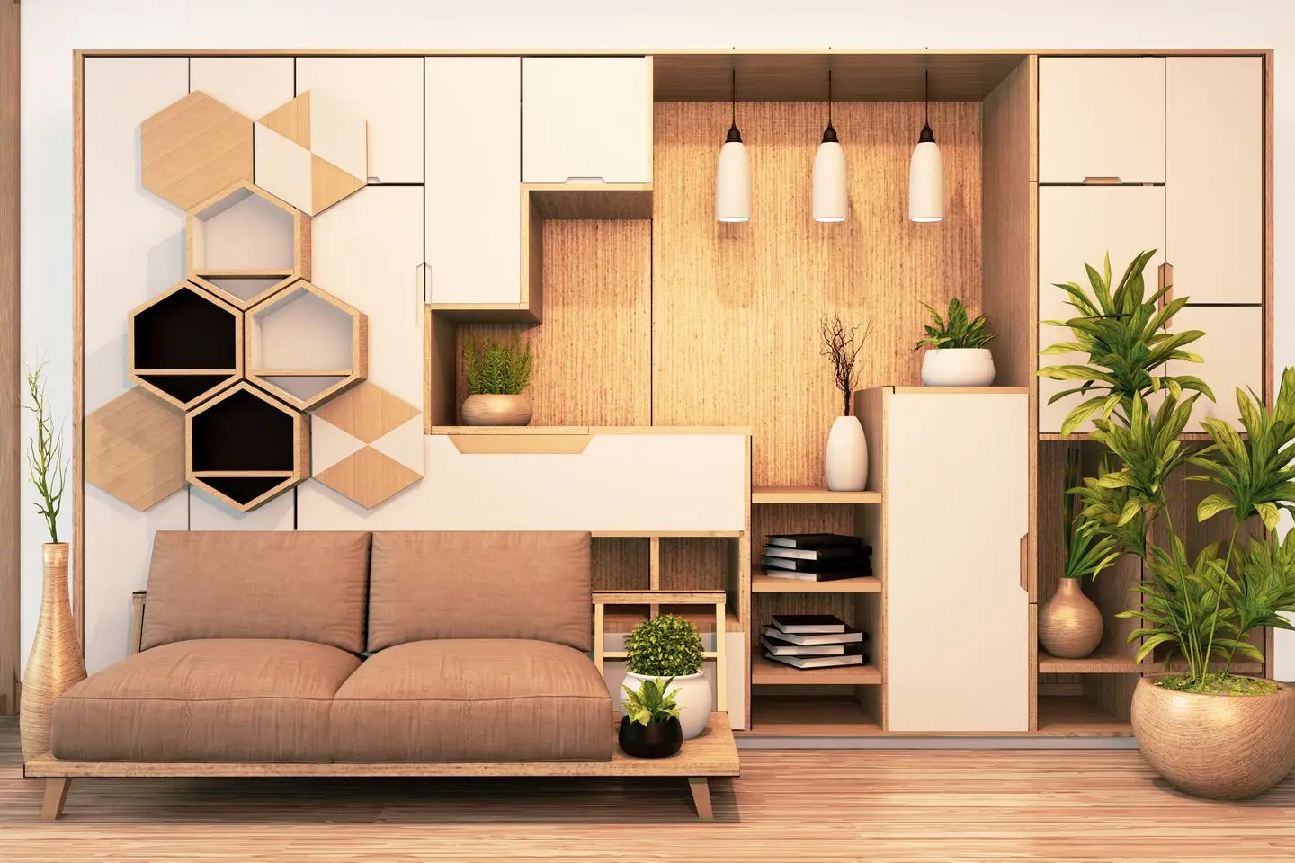 Modern wardrobe wooden japanese style and sofa armchair wooden o